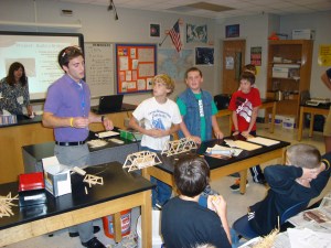 Students test their bridges